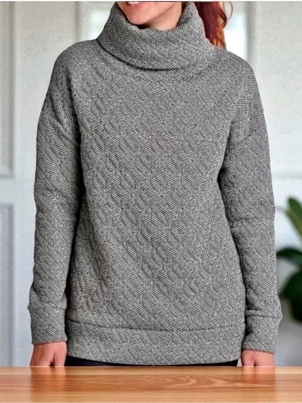 GAP Gray Textured Cowl Neck Sweater